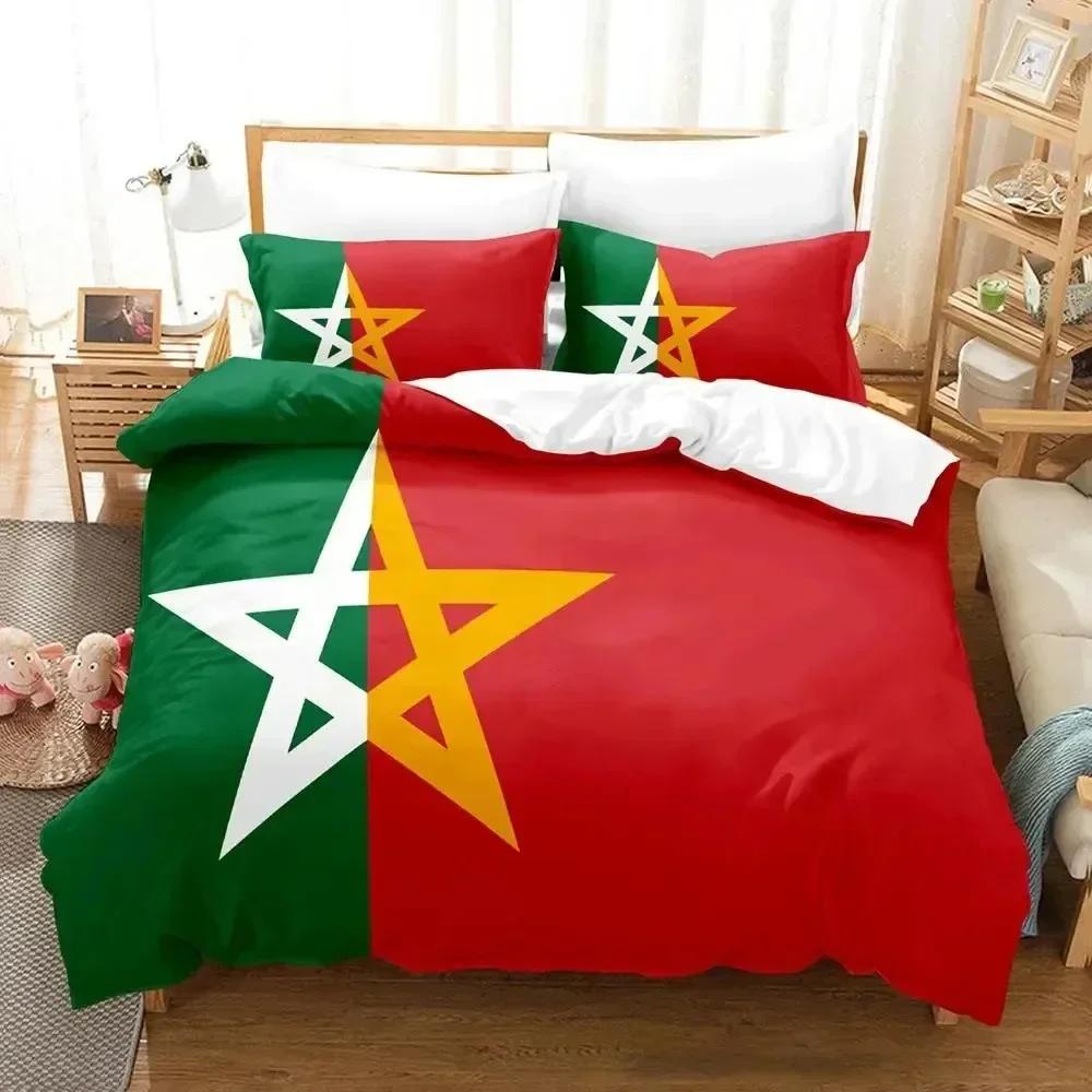 Comforter 3D Print Morocco Flag Bedding Set 3D Printed Suitable For Bedroom Kids Home Textile