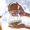 KEMORELA 1 Stück Holzdeckel Glas luftdichter Behälter Lebensmittelbehälter Tee Küche Aufbewahrungsflaschen Glasversiegelte Kaffeesatzgläser Organizer
