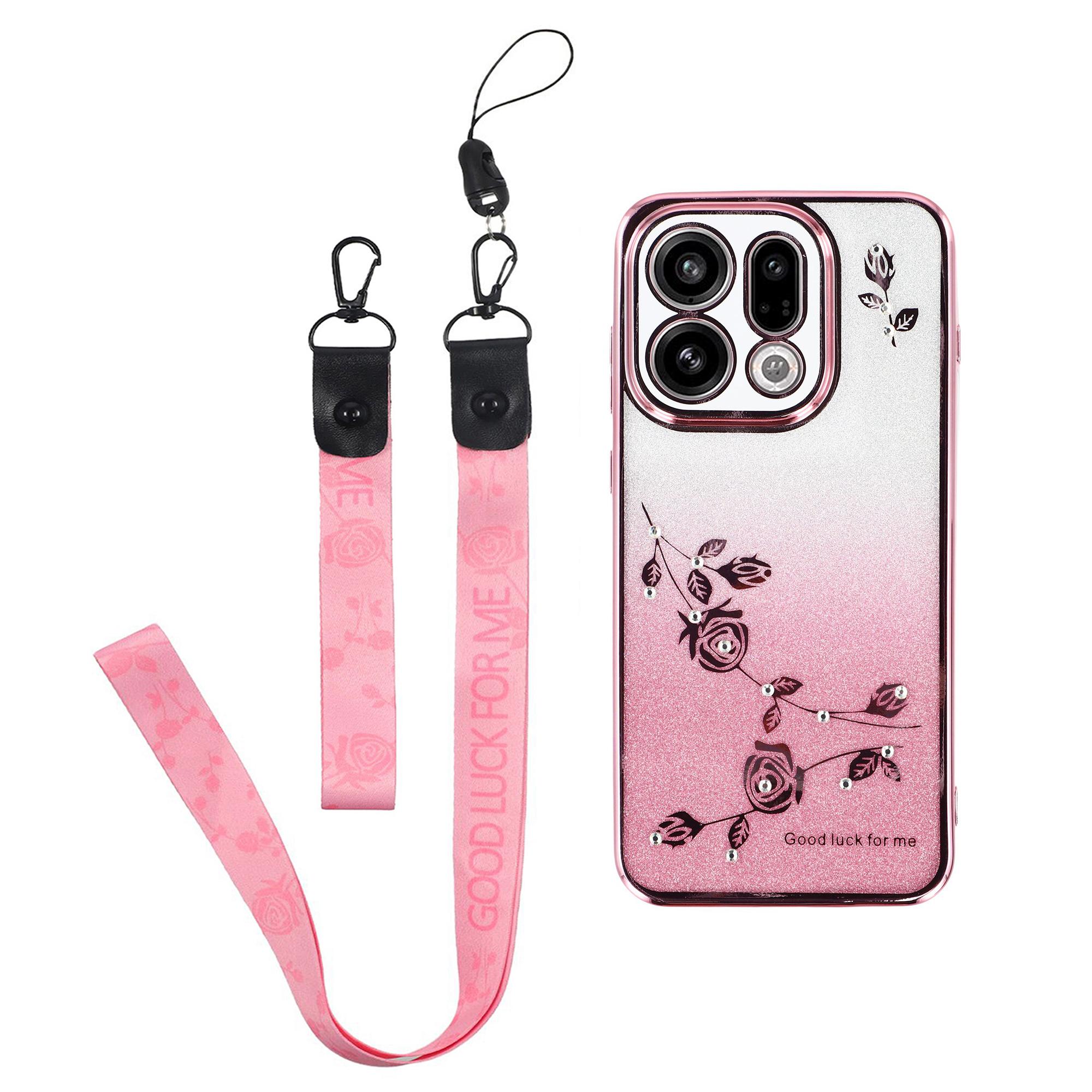 

KADEM For Oppo Find X9 5G Case Flower Pattern TPU Gradient Phone Cover with Lanyards
