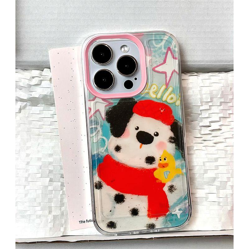 Spotted puppy is suitable for Apple 15 16promax mobile phone case 16 cartoon 13 pro space case 14 fine hole XS