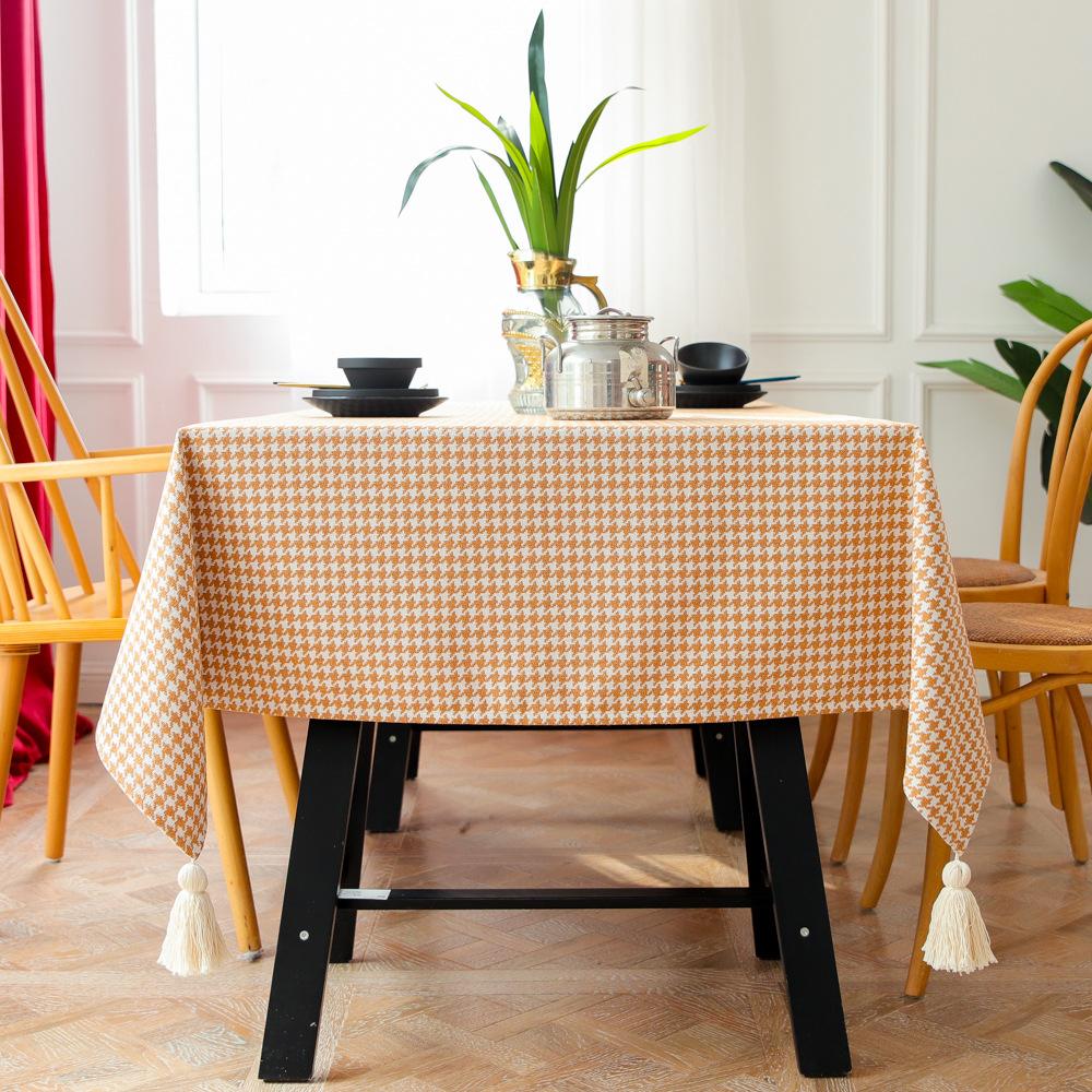 

Nordic Jacquard Houndstooth Plaid Tablecloth Rectangular Restaurant Table Cloth Thickened Cover Cloth Cover Towel 60*60cm помаранчевий