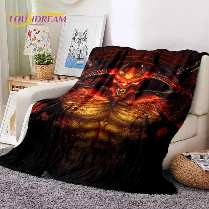 Diablo 3D-Retro-Spiel, Gamer, weiche Flanelldecke für Betten, Schlafzimmer, Sofa, Picknick, Überwurfdecke zum Abdecken, Outdoor-Freizeit, Nickerchen, Geschenk