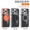 Applicable To Iphone17pro Mobile Phone Case, Two-color Xuncai Carbon Fiber Pattern Rotating Bracket, Anti-drop Apple 16p Mobile Phone Case.