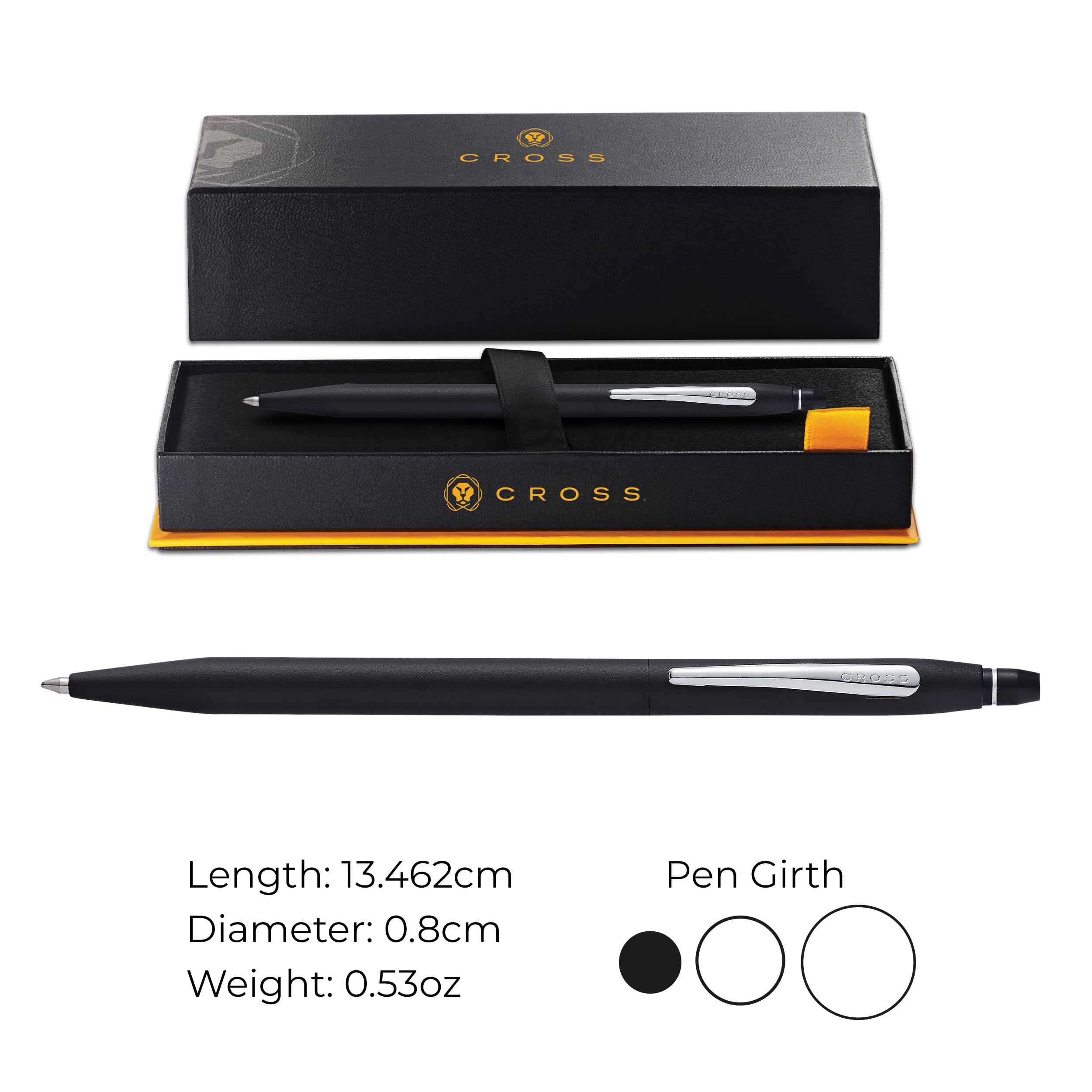 Cross Click Refillable Ballpoint Pen, Medium Ballpen, Includes Premium Gift Box - Classic Black Lacquer 1 Count (Pack of 1) чёрный