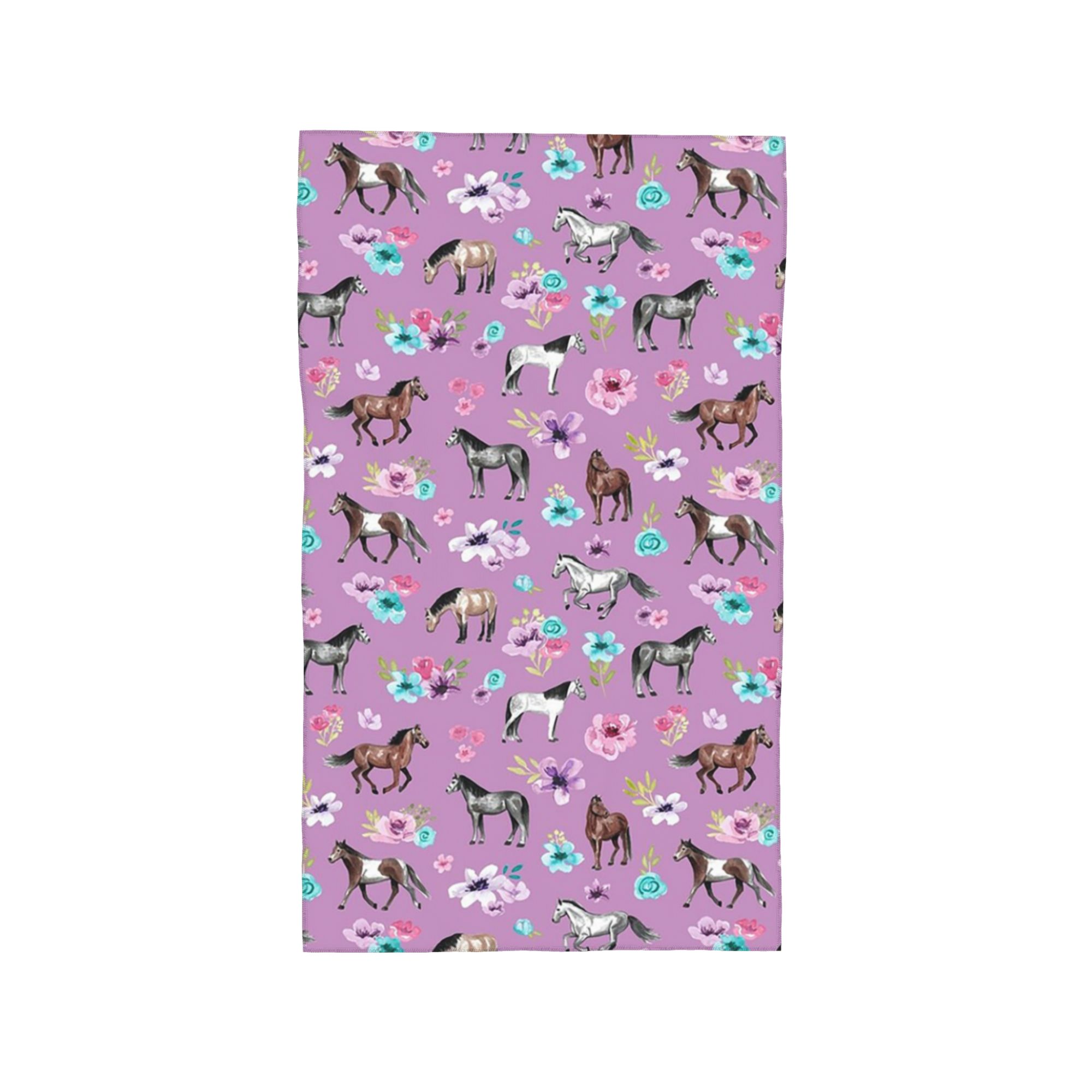 

Horses and Flowers Print, Horse Decor, Light Purple, Pony, Floral Soft Face Towel Quick Dry Pool Bath Cotton Towels Breathable W30*H60(CM)