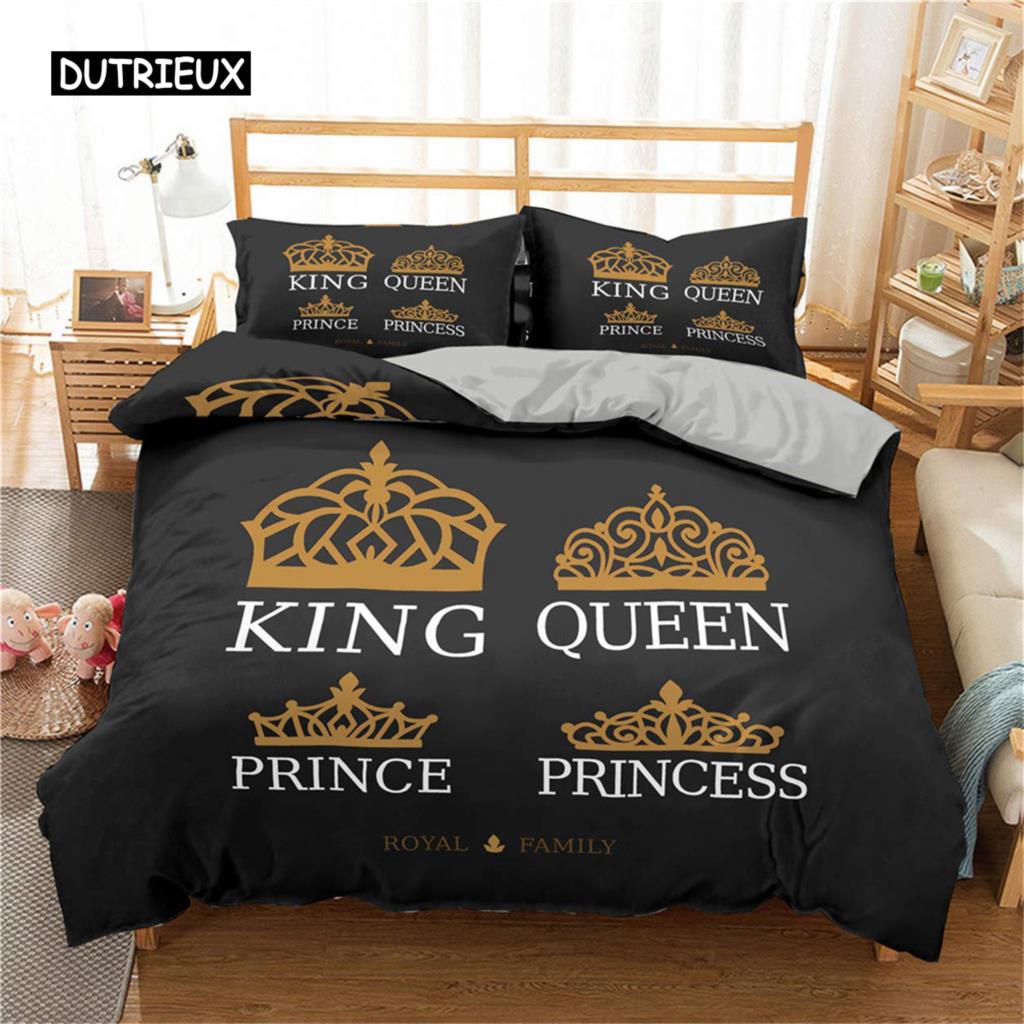 King and Queen Duvet Cover Set Microfiber Beard and Red Lips King Size Bedding Set for Couple Romantic Valentine's Day Presents