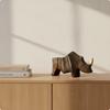 Rhino Sculpture Antique Rhino Statue Sculpture with Gold Tusk Geometric Rhinoceros Statue Rustic for Art Collectors, Tabletop