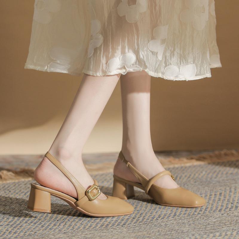 Niche Design New High-end Temperament Thick Heel Square Head Versatile Style Empty Women's Single Shoes