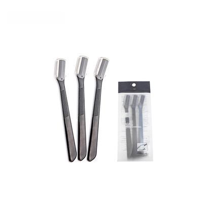 Augenbrauenrasierer-Set: Schwarzes, gerades Griffstück mit Schutznetz, Beauty-Tool für präzises Styling, 3er-Pack