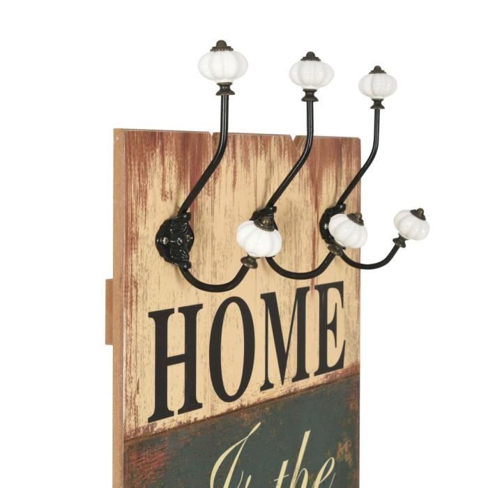 VidaXL Porte-manteau mural avec 6 crochets 120 x 40 cm HOME IS
