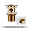 Polished Golden Pop up Drain Basin Drain Without Overflow for Basin Pop up Drainer Bathroom Drain