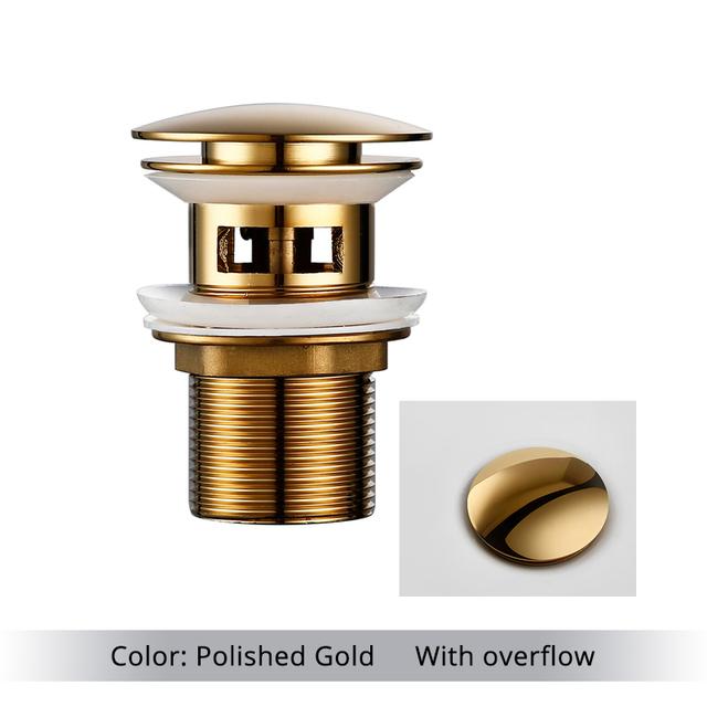 Polished Golden Pop up Drain Basin Drain Without Overflow for Basin Pop up Drainer Bathroom Drain