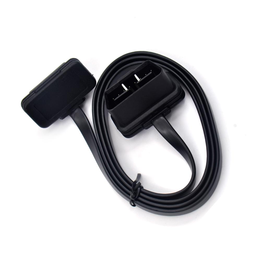 100cm 60cm Flach Dünn Wie Nudel OBD2 OBDII OBD 16-Pin ELM327 Stecker Auf Buchse Winkelverlängerungskabel Diagnose-Scanner-Anschluss