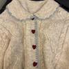Women's Slimming Heart Button Cardigan - Spring Casual Knitwear with Straight Shoulder and Gentle Style