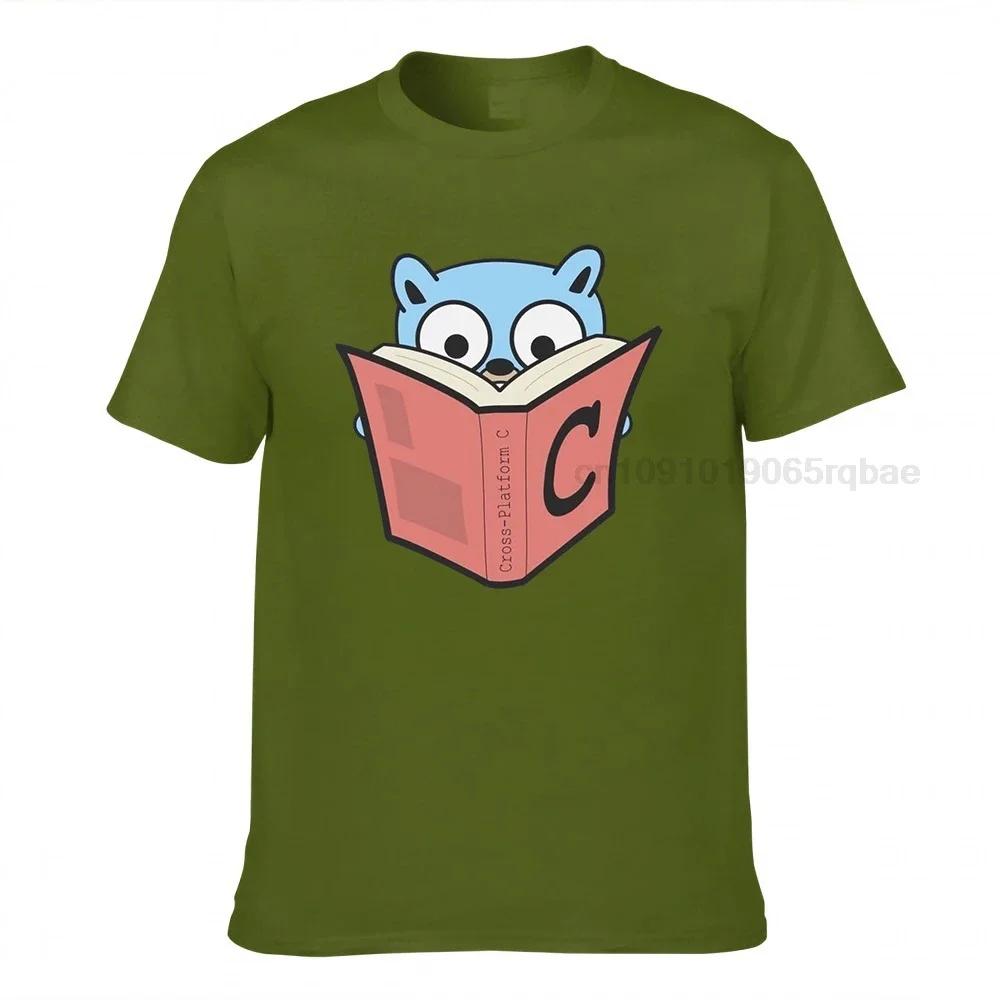 Go Gopher With C Book Tshirt Unisex Golang Unique Pure Cotton Tee Shirt Crew Neck Classic Short Sleeve T Shirt Unique Clothes