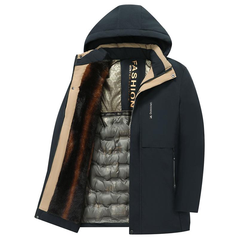 Middle Aged and Elderly Winter Graphene Cold Resistant and Warm Cotton Jacket, Casual and Versatile with Plush Business Men's Hooded Cotton Jacket