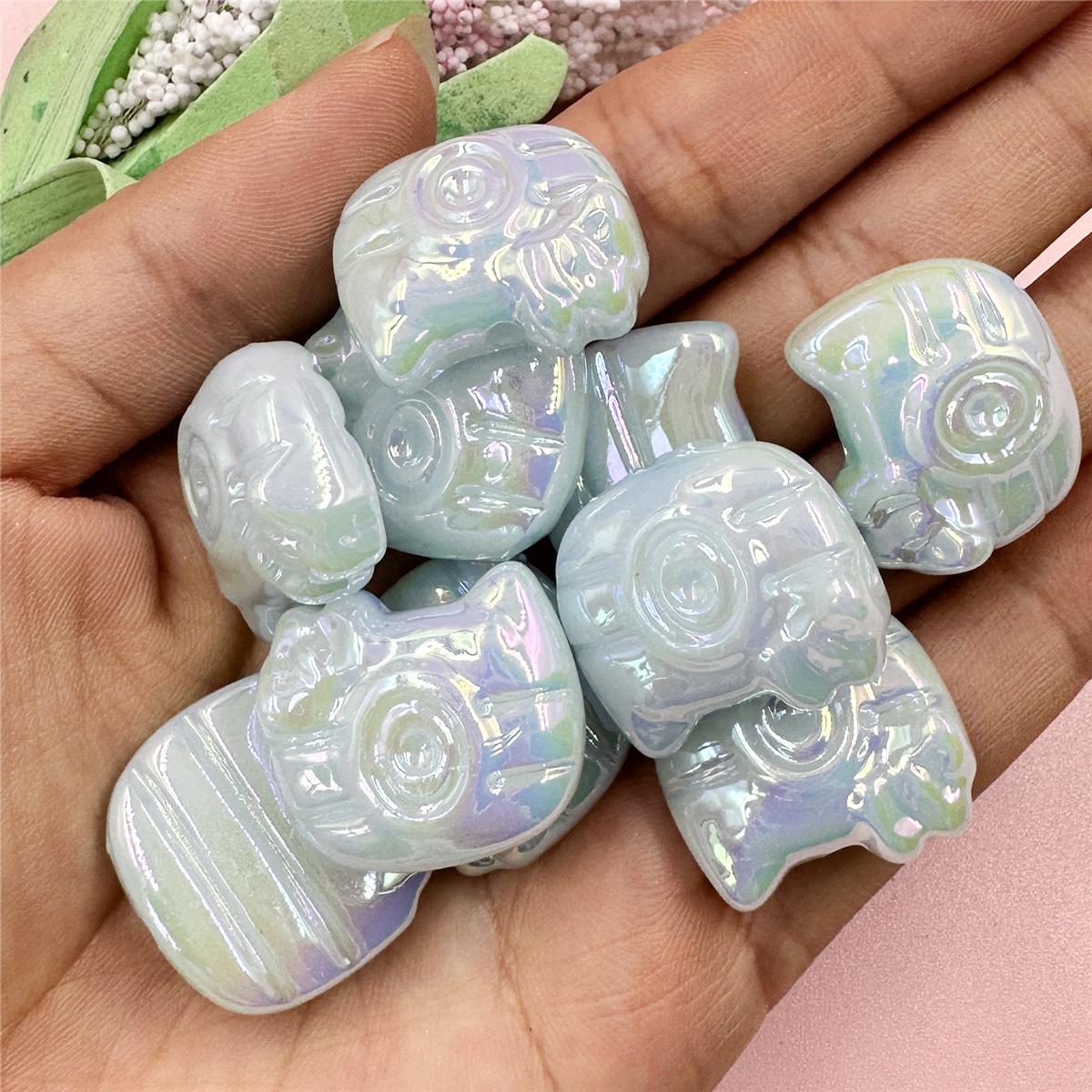 

Материалы ручной работы 20,8*24 мм Форма камеры Акриловый УФ-красочный браслет-ожерелье Изготовление свободных бусин DIY Ювелирные аксессуары 10 шт. Мода светло-синий