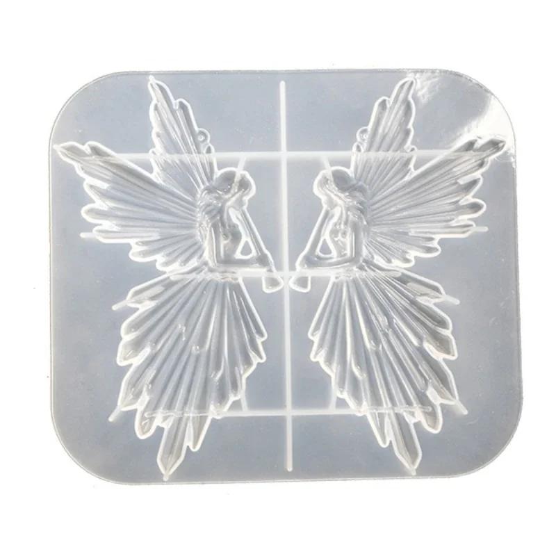 Handmade Crystal Epoxy Resin Mold Creative Diy Girl with Flute Angel Mirror Shiny Silicone Mould Crafts Ornaments Casting Tool