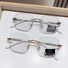 Photosensitive Color-Changing Anti-Blue Light Myopia Women's Glasses with Prescription, Frameless Large Frame Design, Slim Face Style.