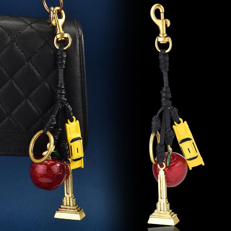 Fashionable Fruits Construction Tower Car Keychain For Women Girls High-End Backpack Decoration Exquisite Accessories Gifts