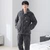 Winter Pajamas Men'S Fleece Thickened Three-Layer Padded Cotton Winter Coral Fleece Winter Warm Loungewear