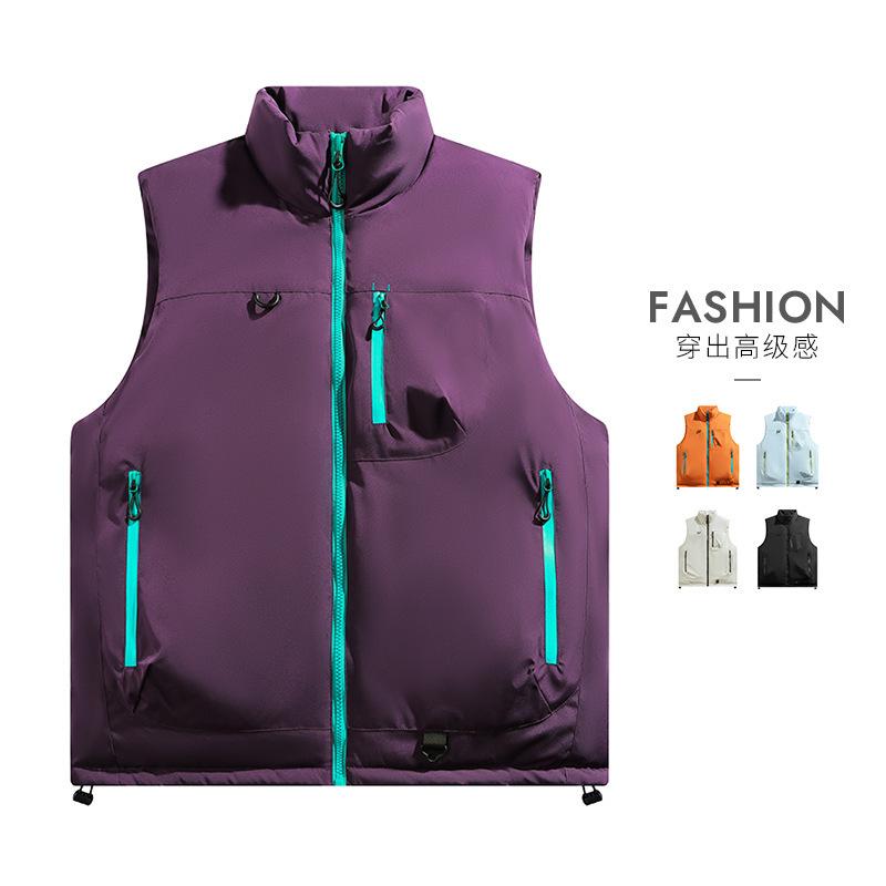 2025 Winter Solid Color Vest Men's Handsome Trend Couple Warm Vest Teen Cotton Clothing Casual Jacket Men