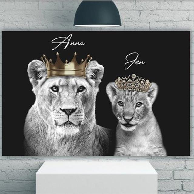 Lion Family Crown Print Canvas Painting Gallery Grade Wall Decor Posters Abstract Animal Autograph Black and White Pictures Gift