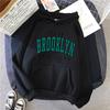 Brooklyn Print Fleece Hoodie: Autumn/Winter Loose Fit for Women & Couples