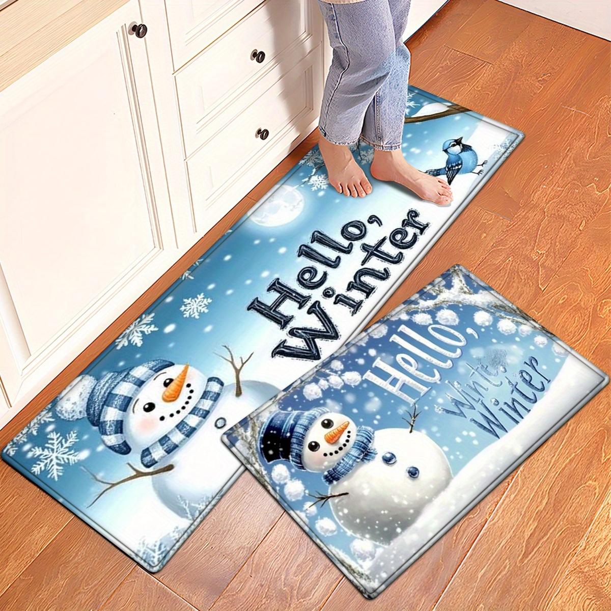 

1 шт. анти-усталостные кухонные коврики с рождественским принтом снеговика, водонепроницаемые, нескользящие, толстые, мягкие, прочные, удобные, стоячие коврики для кухни 40*60cm