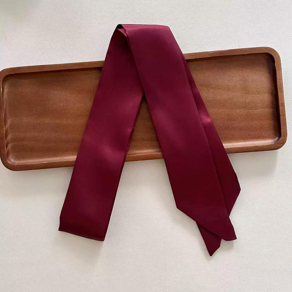 4.5x100cm Long Skinny Hair Scarf Women Imitation Silk Satin Headband Cute Neckerchief Solid Colors Ladies Bag Scarves