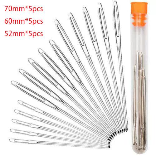 Large Eye Hand Sewing Needles Kit, Big Eye Stitching Needles for Yarn, Embroidery & Jewelry Beading, Household Sewing Acce