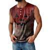 Men's Halloween Printed Sports Button Pocket Sleeveless Vest