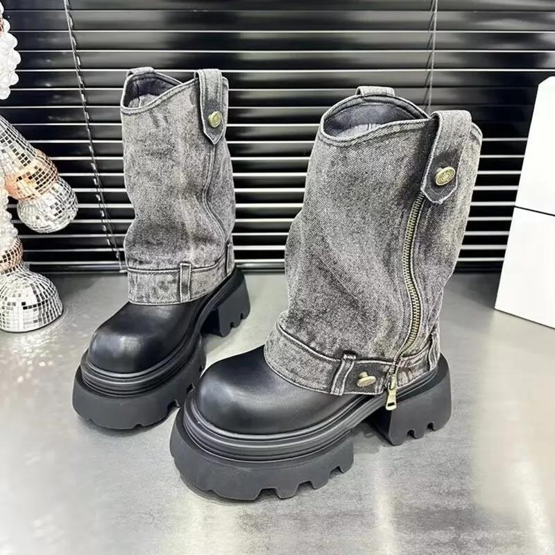 Fashion Women Chelsea Ankle Boots Platform Flats Leather Designer Shoes Autumn New 2024 Trend Brand Outdoor Hiking Cozy Motorcycle Boots