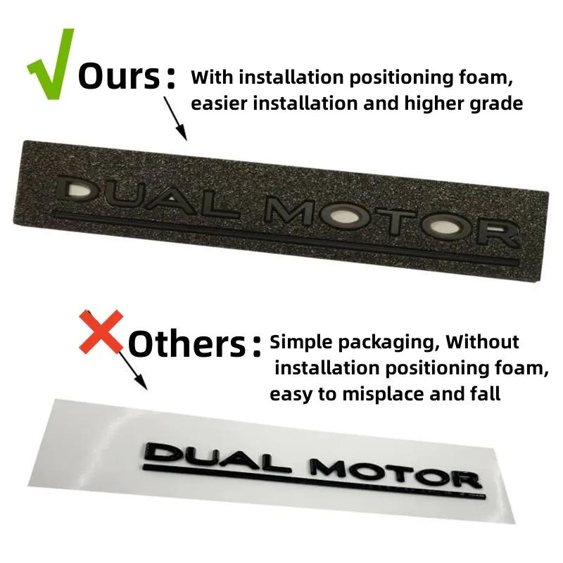 Dual motor underline letter badge For Tesla Model Y 3 X S Car Styling High Performance Trunk badge sticker Chrome black red