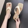 2025 Summer Toe Sandals Thick Heel Outer Wear Fashion Fairy Style Square Head Slippers Retro Design Versatile Cool Slippers