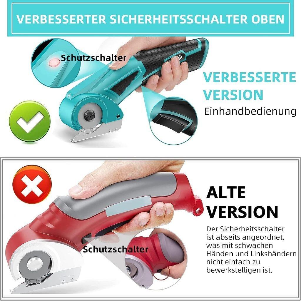 4V Elektrischer Stoffschneider Kabellos Tragbare Elektrische Schere Leistungsstark Wiederaufladbar Leder Filz Rotationsschneidemaschine