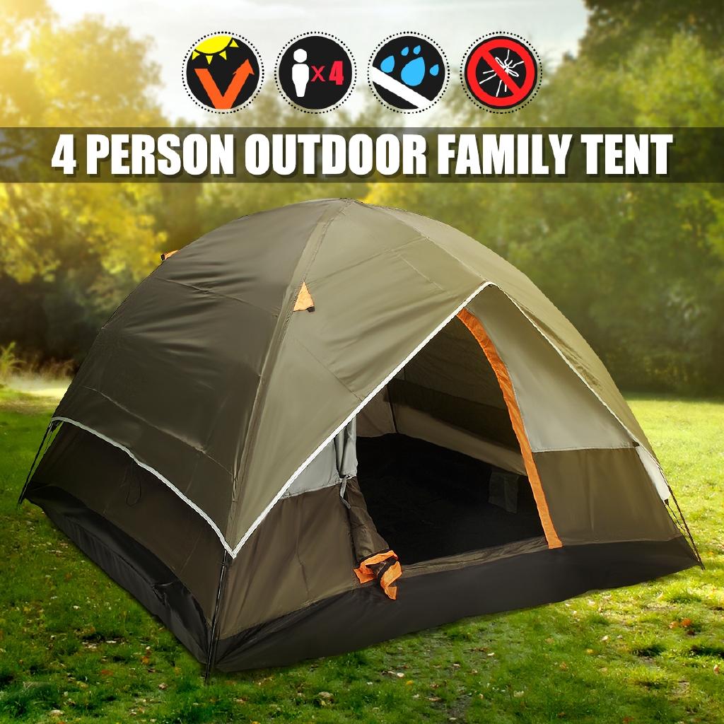 Tenda da campeggio per 4 persone Impermeabile Resistente ai raggi UV e agli agenti atmosferici Famiglia Esterno Pesca Caccia Festa Viaggio Tende a doppio strato