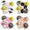 10-Piece New Year'S Theme Happy New Year Pink Rose Gold Aluminum Film Latex Pentagram Balloon Combination