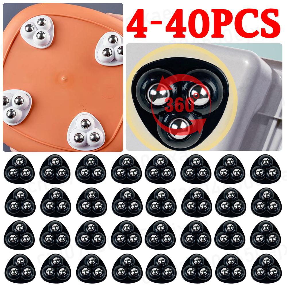 4-40pcs For Furniture Stainless Steel 360 Degree Roller Self Adhesive Furniture Caster Home Strong Load-bearing Universal Wheel