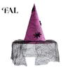 Creative Halloween Night Headgear Witch Hat, with Lace Mesh And Simulated Spiders, Gothic Style Holiday Photo Props Costume Accessory, for Parties