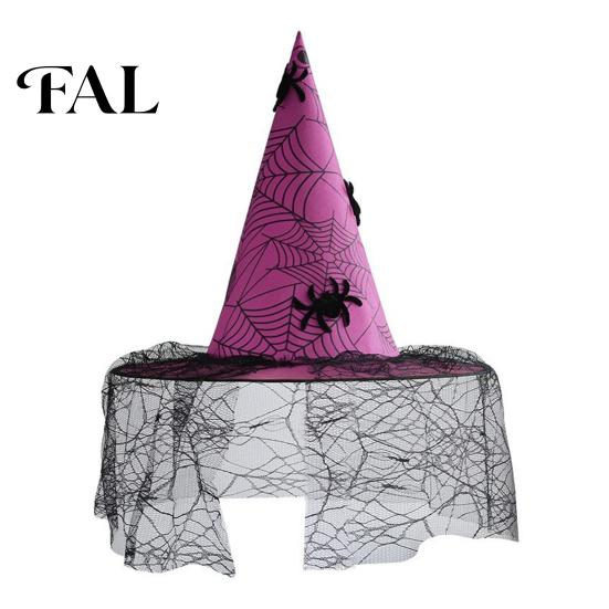 Creative Halloween Night Headgear Witch Hat, with Lace Mesh And Simulated Spiders, Gothic Style Holiday Photo Props Costume Accessory, for Parties