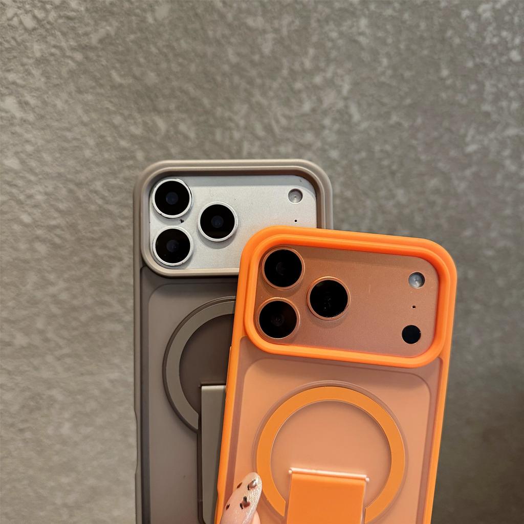 For iPhone 17 Pro Max Case Compatible with MagSafe Foldable Kickstand Skin Touch PC TPU Phone Cover