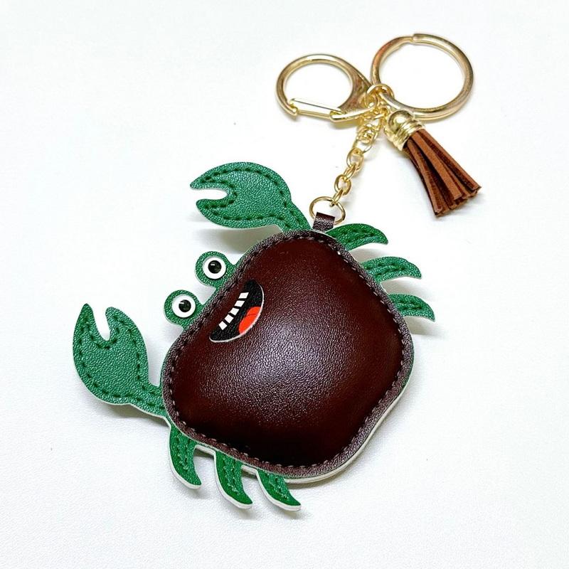 1 Pcs Simple And Fashionable Leather Crab Car Keychain Bag Creative Headphone Bag Pendant Accessories