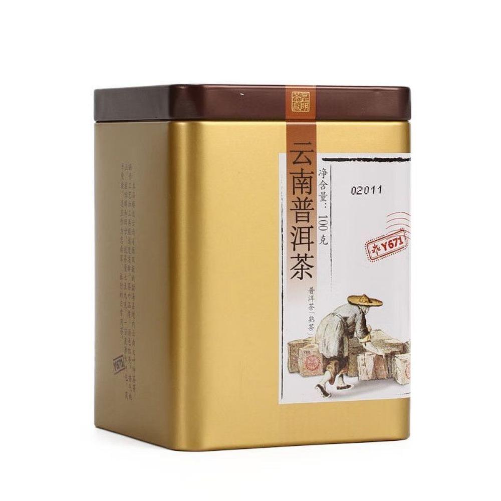 China Tea Pu'er Cooked Tea Loose Tea Canned Ration Premium Puerh Ripe Tea 100g