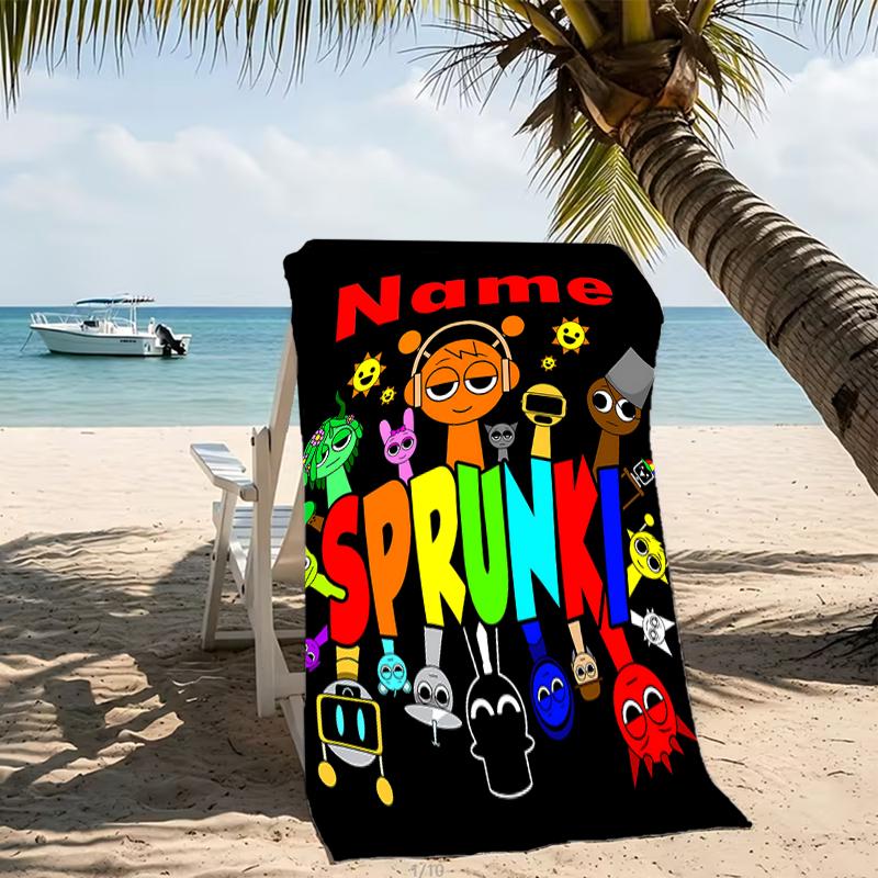 Customizable personalized beach towels Game Sprunki themed designs.Suitable for the beach, yoga, sports;ideal as beach accessories