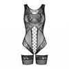 Women Sexy Hollow Out Open Crotch One Piece Fishnet Plus Size Lingerie