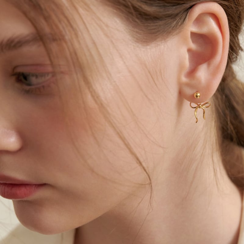 TATIANA (925 Silver) French Ribbon Tie Ear Jacket Earrings EC3083