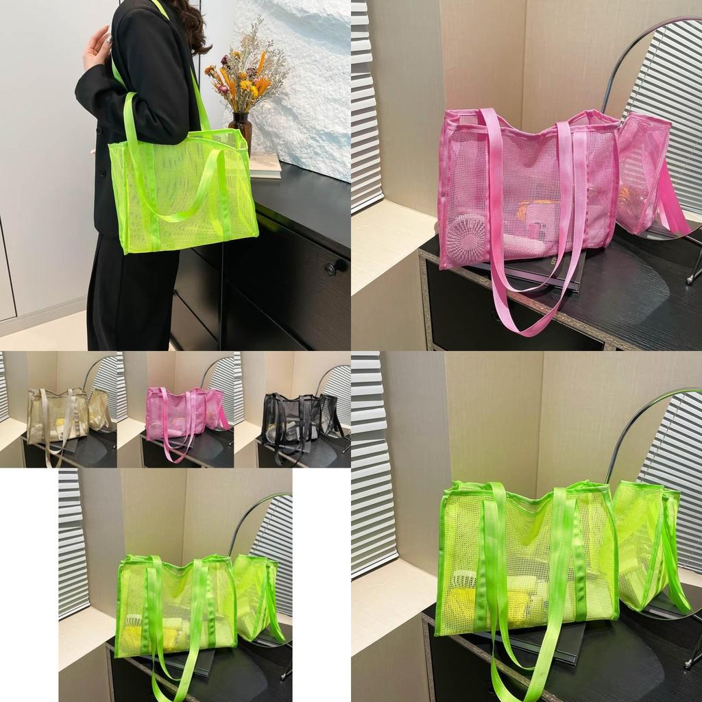 Chic Fashionable One Shoulder Mesh Beach Bag With Soft Lightweight Design