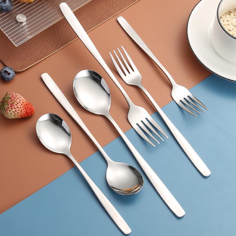 304 Stainless Steel Korean Style Tableware: Soup Spoon, Table Fork, Coffee Stirring Spoon, Long-Handle Thickened Spoon & Fork.