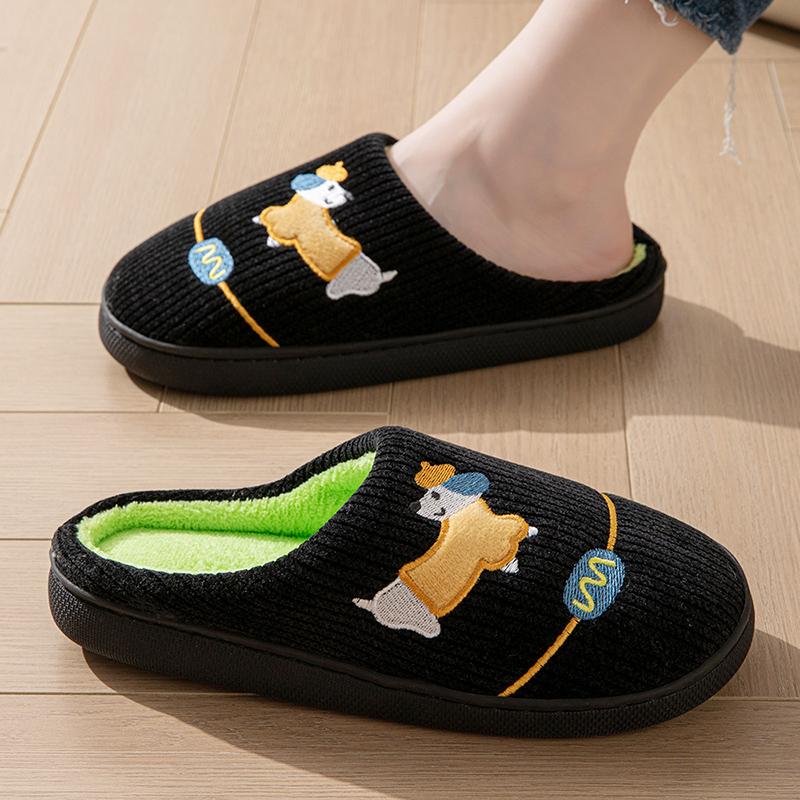 Fashion Winter Women's Slippers Home Plush Luxury Designer Woman Shoes Platform Fuzzy Fur Slides Cartoon Dog Elegant Footwear Indoor New